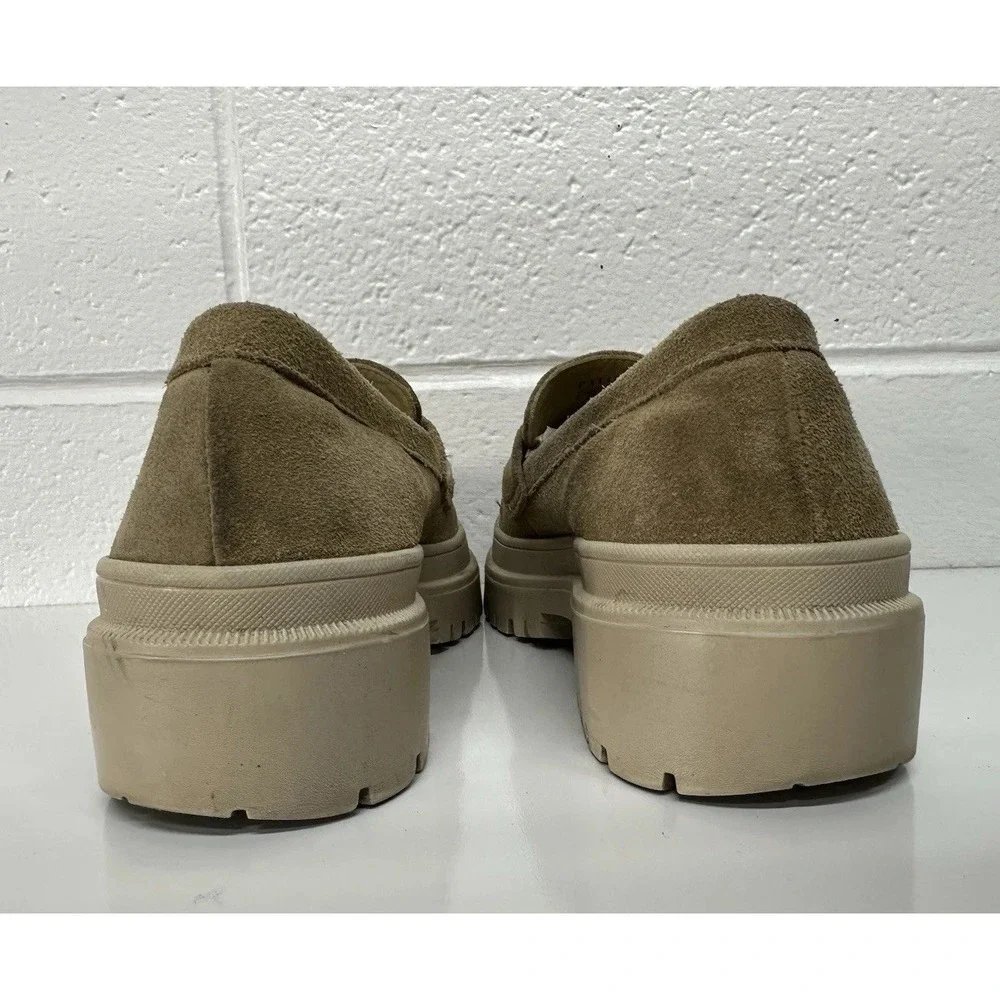 Portland Leather Patina Zoe Loafer Womens Size 9.5 Taupe Chunky Suede Lug Sole‎